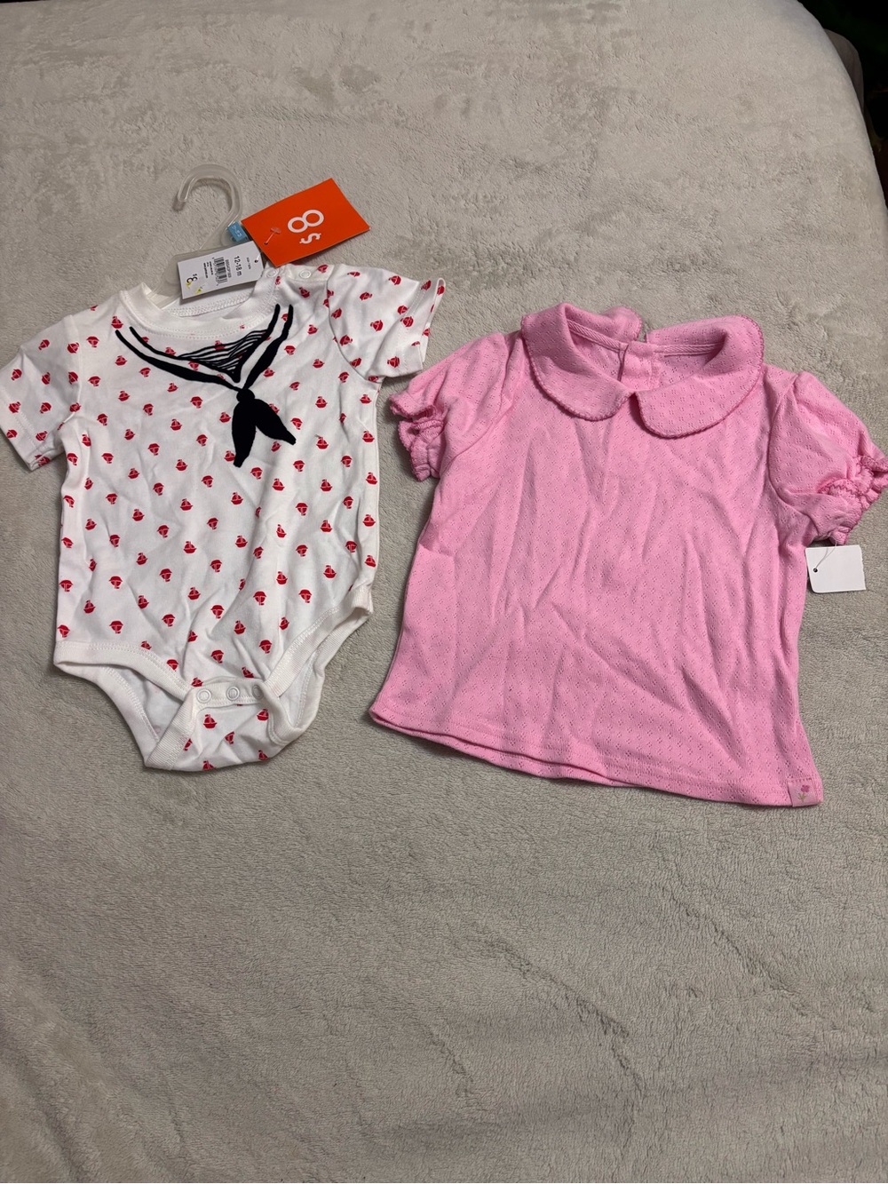 Baby Girl Sailor Bodysuit & Pink Peter Pan Collar Top